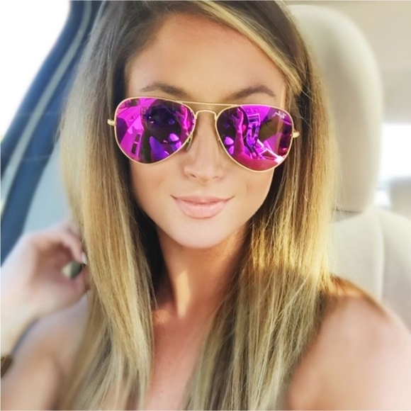 LIKE NEW Ray-Ban Aviator RB3025 Purple Mirror Ray ban Sunglasses - Picture 14 of 15